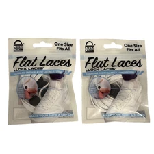Flat White Elastic No Show Flat Laces Lock One Size Snap To Fit No Tying Lot 2