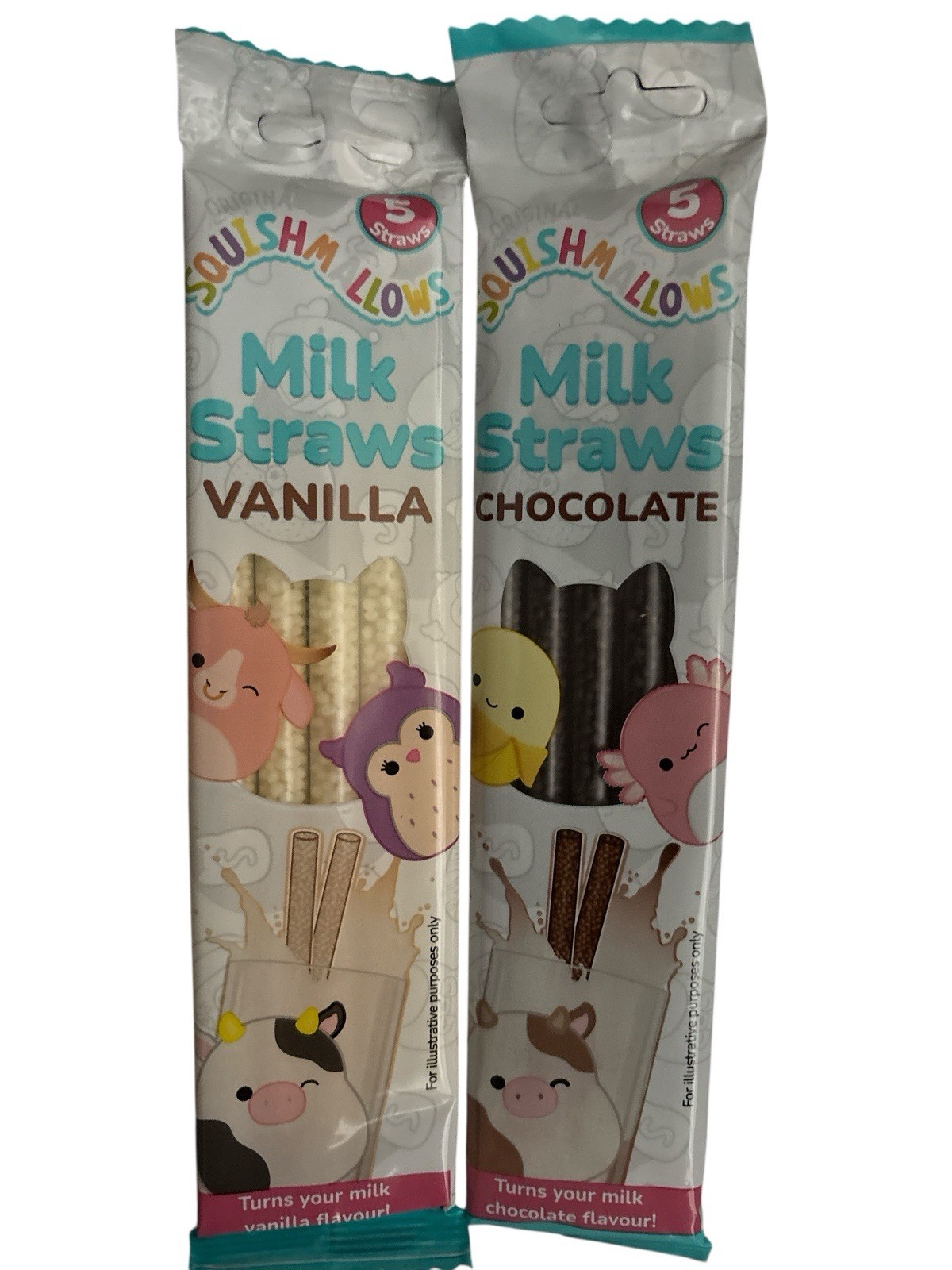 10 x Squishmallow milkshakw straws  vanilla And Chocolate Flavours