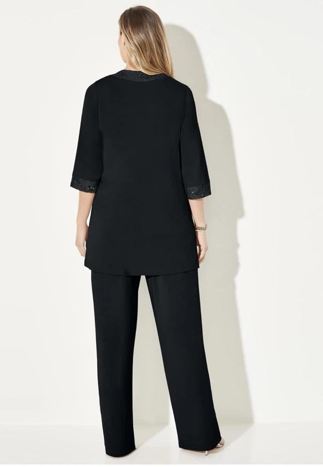 Traje pantalón de gala de encaje de 3 piezas pequeño talla grande Catherines para mujer Foto 2 de 4