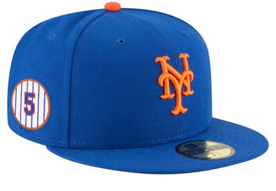 New Era DAVID WRIGHT Fitted Hat Retirement Day #5  New York Mets Size 7 5/8 Blue