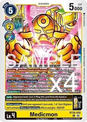 4X Digimon Card Game Medicmon BT26-028 Uncommon NM Presale