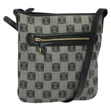 LOEWE anagram Shoulder Bag PVC Gray Gold Auth yk18308