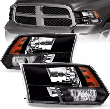 FOR 09-18 RAM 1500 2500 3500 Black HOUSING AMBER CORNER HEADLIGHT HEAD LAMPS