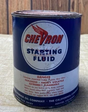 Vintage Chevron Starting Fluid Can Tin Can Advertisement