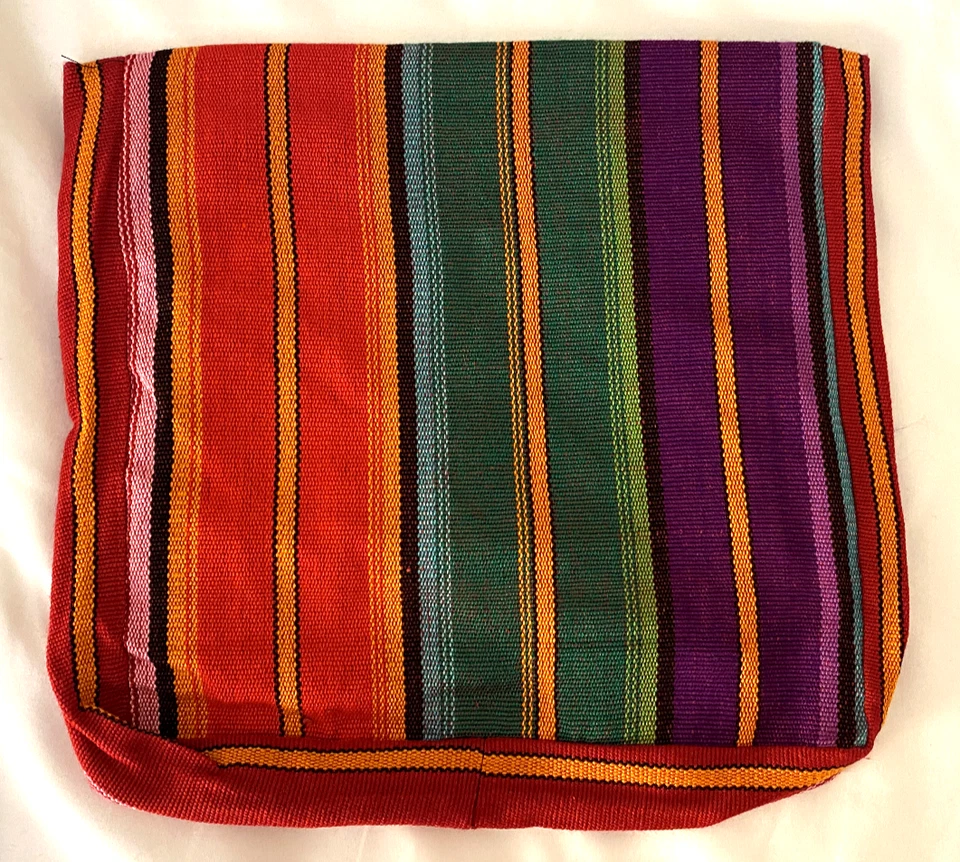 Messenger Bag Blue Striped Guatemala Fabric Cotton New Handmade Huipil #OO - Image 2 of 4
