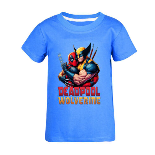 Kids Girls Boys Deadpool+Wolverine Casual Short Sleeve T-shirt Cotton Summer Top - Picture 21 of 53