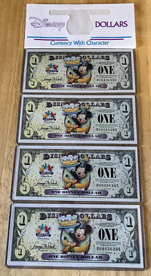 2009   Consecutive $1  Mickey & Pluto Disney bills-New-Uncirc-Mint Condition!