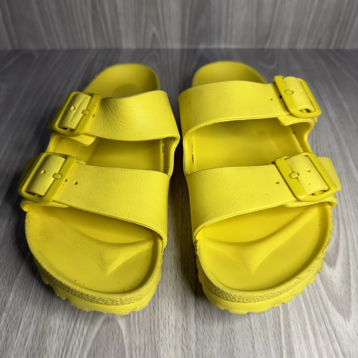 Birkenstock Arizona Foam Sandals Yellow Womens Size 39 US 8.5 Flat Buckles