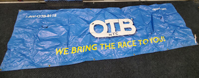 NYC OTB Off Track Betting Vinyl Banner Blue''We Bring The Race To You'' 118'' X 36''
