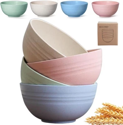 Unbreakable Cereal Bowls - 24 Oz Reusable Wheat Straw Bowl - Sets for 4 - Picture 13 of 13