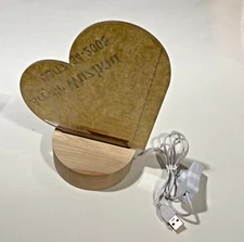 LED Light Clear Heart Made For Wife 7" high x 5.5" wide