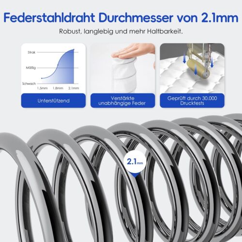 Aiibot Matratze 140x200 cm,orthopädische 7-Zonen Federkernmatratze 140x200,H3 - Bild 3 von 7