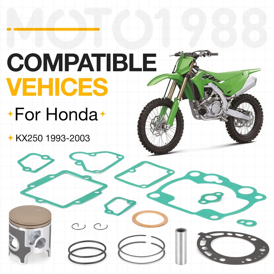Top End Rebuild Kit STD 66.4mm Piston + Ring + Gasket For Kawasaki KX250 1993-03 - Image 4 of 4