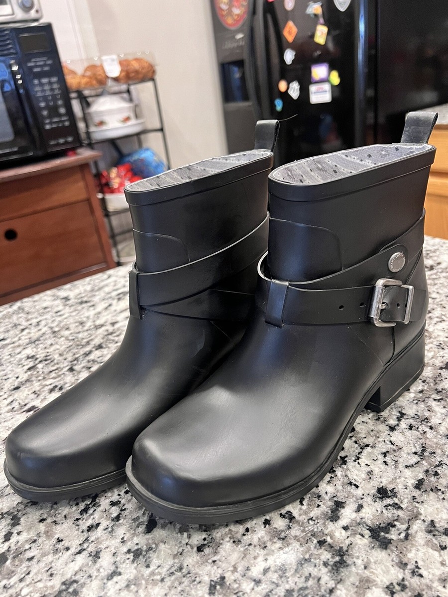 Womens Lucky Brand Rubber Rain Boots Sz Black