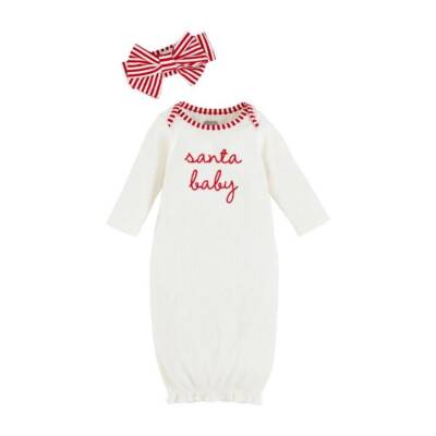 Mud Pie Alpine Village Santa Baby Girl Take Me Home Gown and Headband 0-3 Months