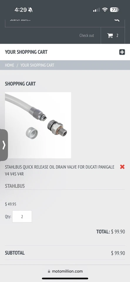 Válvula de drenaje de aceite de liberación rápida Ducati Panigale V4/1299 Stahlbus Foto 2 de 2