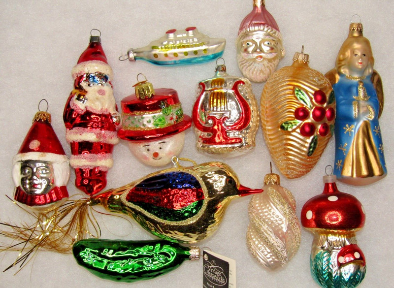 Lot VTG Modern Glass Figurine SANTA ANGEL BIRD SHIP CLOWN Christmas Ornaments