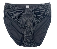 Hi-Cut Satin Panty with Ruched Accents Black XL