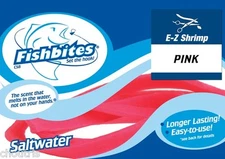 FISHBITES E-Z SHRIMP Long Lasting Baits Saltwater Soft Lure 1/2" x 12" - Pink