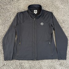 FJ Foot Joy Women's Medium Black Full Zip Mid Layer Stretch Jacket Club Logo
