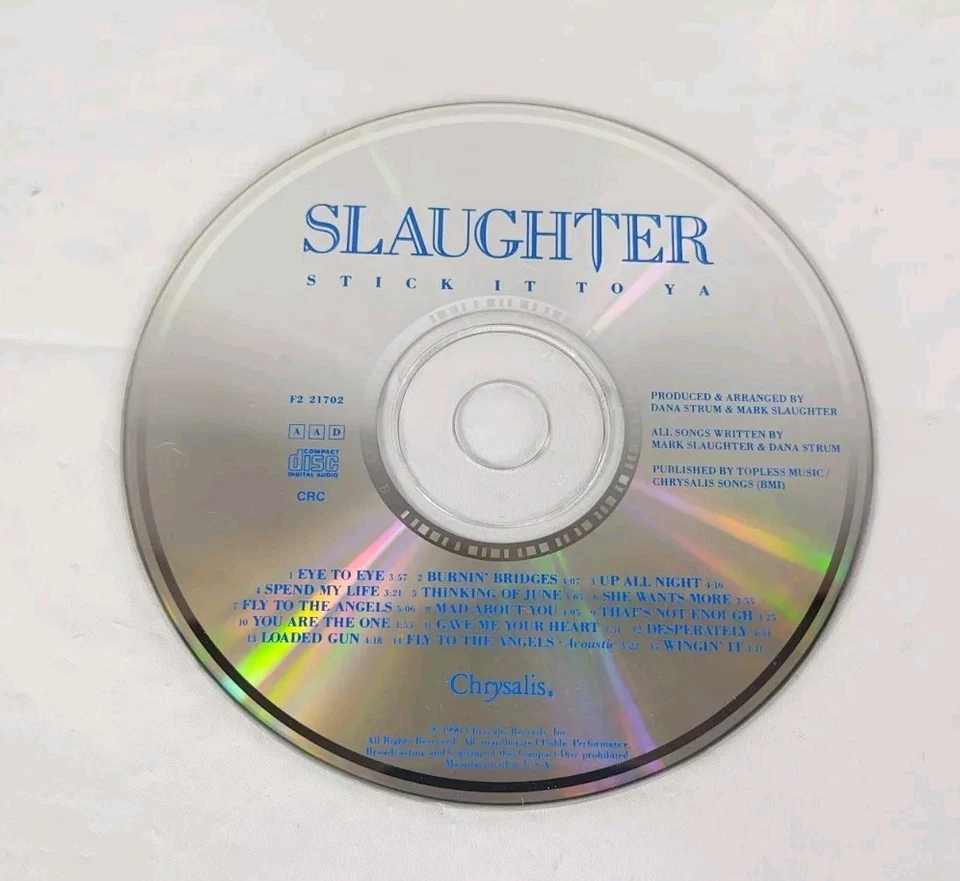 Slaughter Stick It To Ya CD 1990 Chrysalis Records Glam Hair Metal Classic Rock  Foto 3 de 4