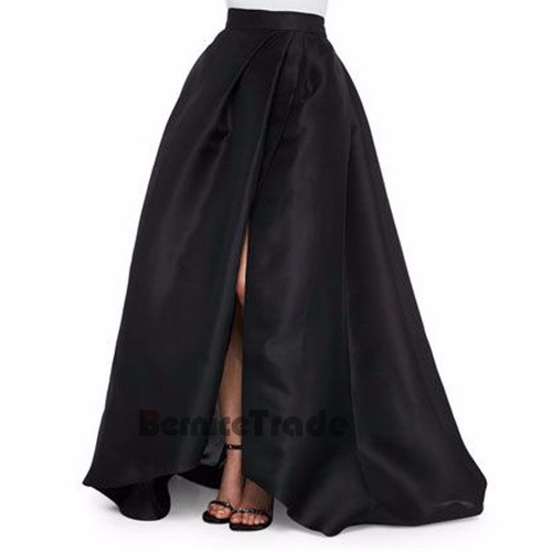 Faldas Negras Divididas Largas Mujer Satén Baile de graduación Noche Fiesta Falda de Celebridad | eBay