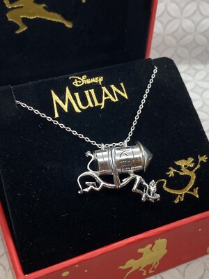 Disney X RockLove Mulan Mushu Firecracker necklace Dragon Charm Silver 