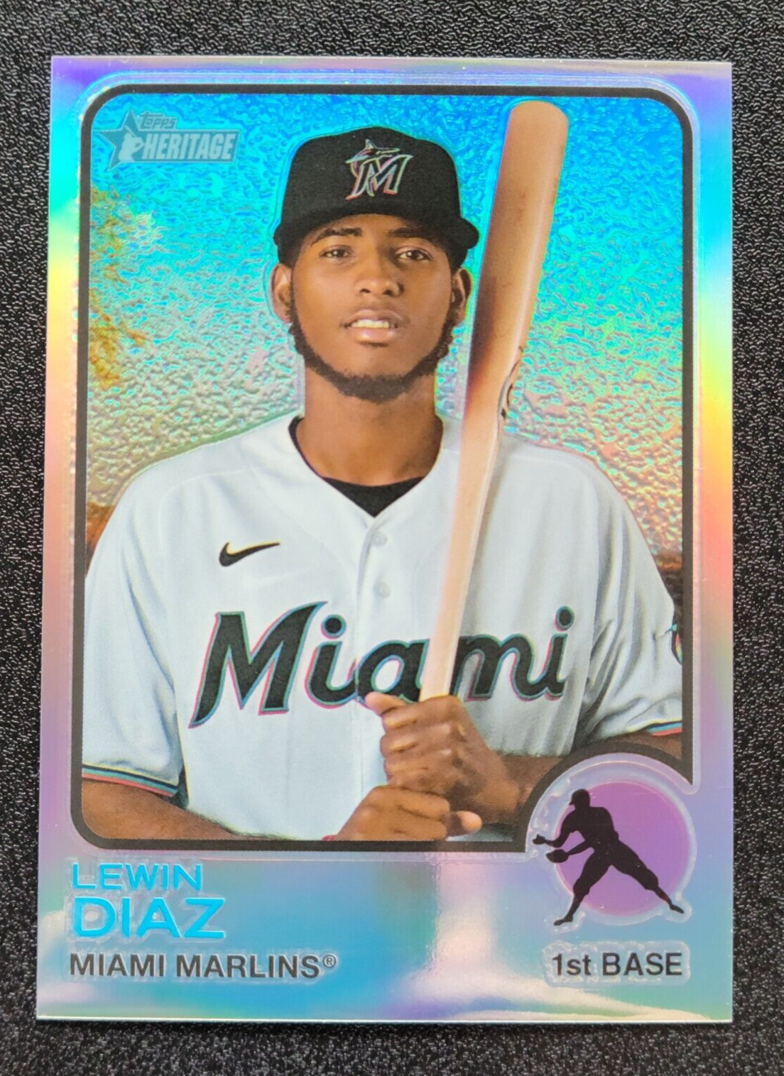 2022 Topps Heritage High Number Lewin Diaz Chrome Refractor /673 #723 Marlins SP