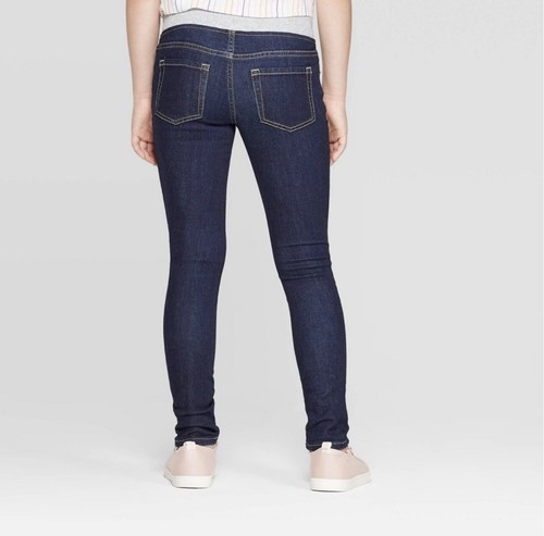 Girls Mid Rise Knit Waist Pull On Skinny Jeans Cat & Jack Dark Wash Size 6X - Picture 3 of 3