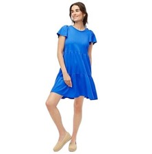 J. Crew Factory Flutter Sleeve Tiered Mini Dress Blue XS Casual Summer