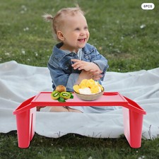6x Baby Kids Lap Desk Plastic Flat Breakfast Tray with Side Pockets for Car Home