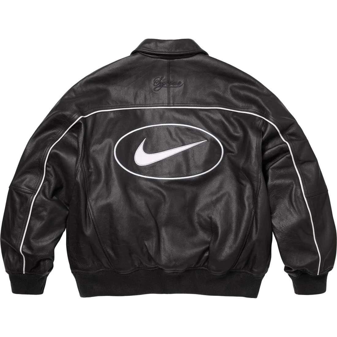 ジャケット・アウター Supreme x Nike Leather Varsity Jacket S Supreme x Nike Leather Varsity Jacket Black White 25SS Week4