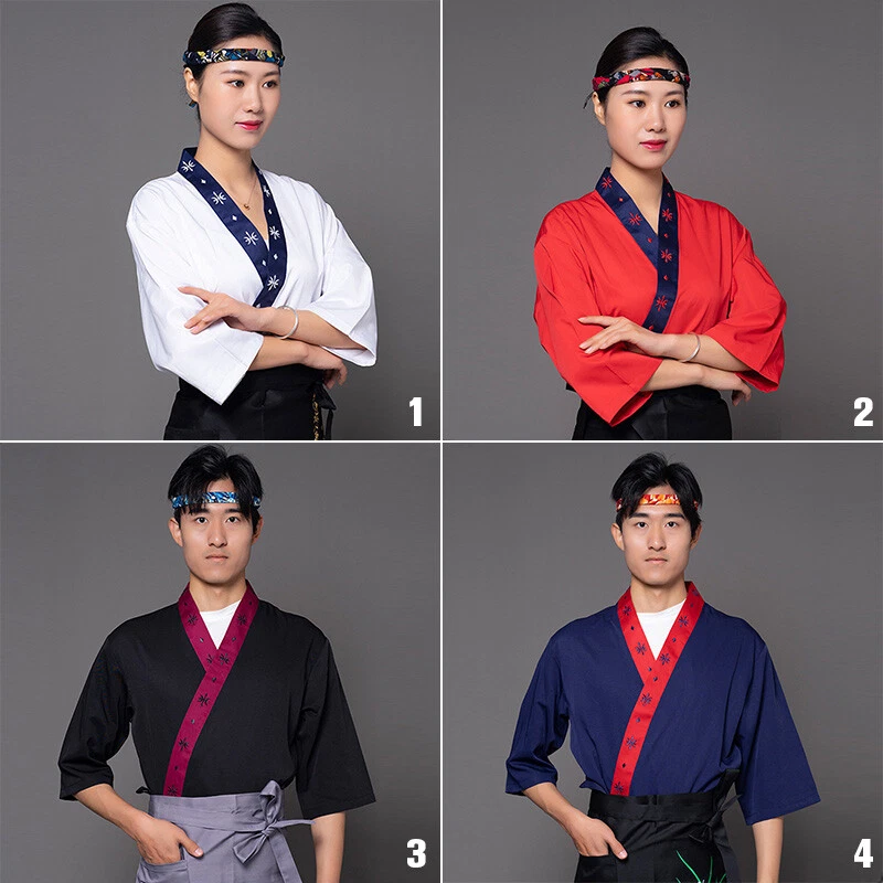 Sushi Chef Coat Serving Short Kimono Sushi Chef Jacket Japan Restaurant Uniform - Image 3 of 4