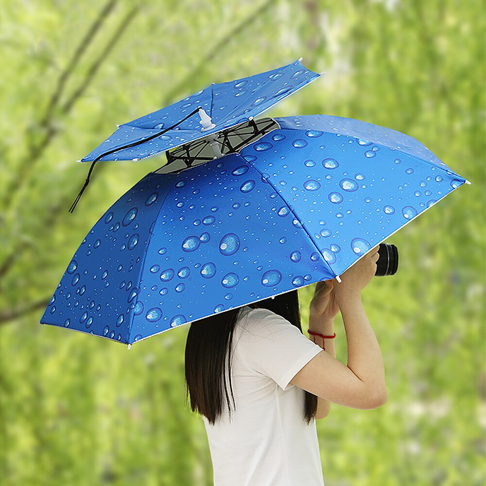 Parapluie-chapeau 2-en-1 : Double Couche, Anti-UV Et Imperméable, Idéal Pour La Pêche Et Le Camping !