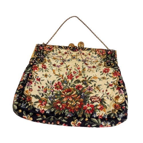 Vintage Gobelins Art tapestry & Leather Backpack Purse Cottagecore Festival Gobelins art bag - Gem main image 4