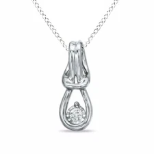 1/10 Ct Round Cut Everlon Natural Diamond Pendant 18" Chain Sterling Silver