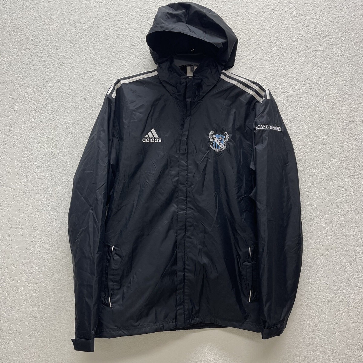 Adidas Mens Large L Windbreaker Jacket Black PASO Soccer