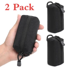 2pcs Mini Zipper Wallet Card Keychain Holder Pouch Case Car Key Bag Holder Black