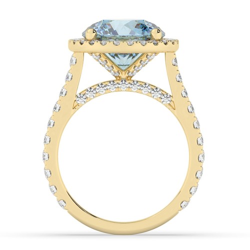 Round Solitaire 14K Yellow Gold Vivid Blue Engagement Ring,5.15 ct, Labgrown IGI - Picture 8 of 18