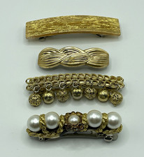 Vintage Gold Tone French Barrettes Lot 4 Hair Clips Jontee Phillips Goody Depose