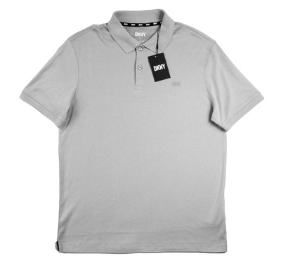 DKNY Polo Shirt Mens Medium Greystone Gray Short Sleeve Classic Casual $69 New