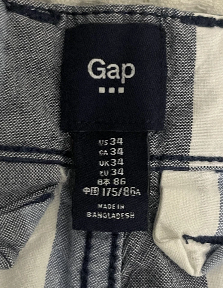 Gap Shorts Mens Size 34 Blue White Check Plaid Chino Preppy Golf Casual - Image 2 of 4