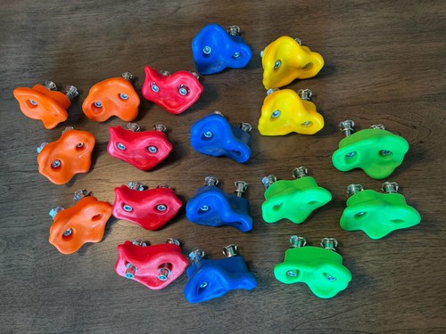 Rock Climbing Holds for Indoor & Outdoor Set of 17 Bright Colors