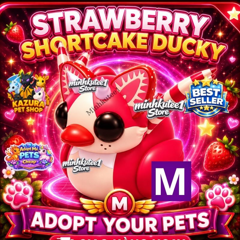 🍓 Mega Strawberry Shortcake Ducky (M) – Adopt Pets | Instant Fast Delivery