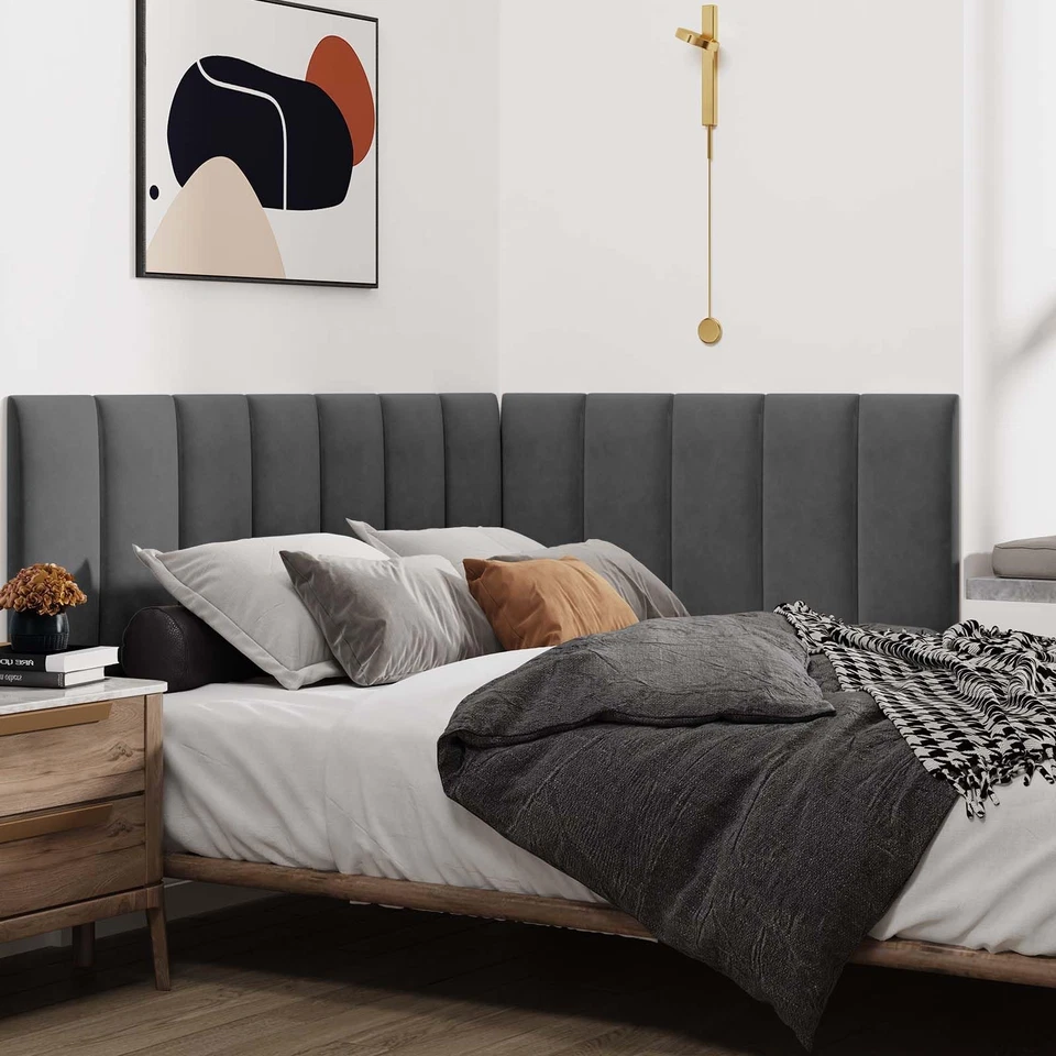 Cabecero Tapizado Montado en Pared King, Paneles Insonorizados 3D Peel and Stick,... Foto 4 de 4