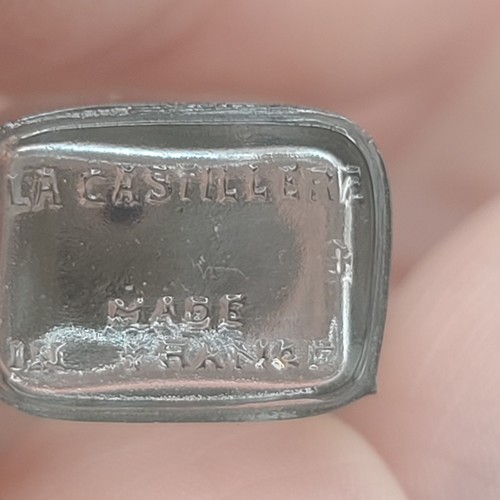 Vintage La Castillere Parfum Flakon Glas Silberfarben Top Made In France Etch - Bild 9 von 9