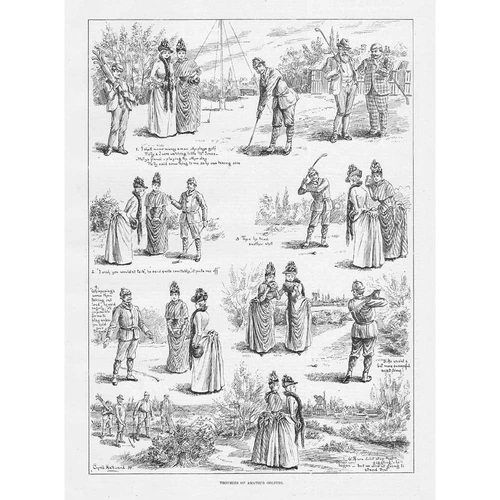 GOLF Troubles of Amateur Golfing - Antique Print 1889