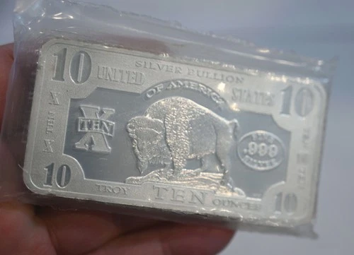10 Ounce Silver Bar -  Buffalo design    -   free shipping!