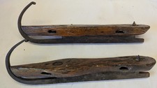 Vintage 1800 s forged iron wood ice skate pair