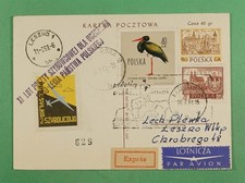DR WHO 1961 POLAND GLIDER FLIGHT KRUSZWICA TO LESZNO POSTCARD R21671